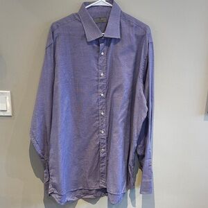 Canali Men's Blue Checkered Dress Shirt